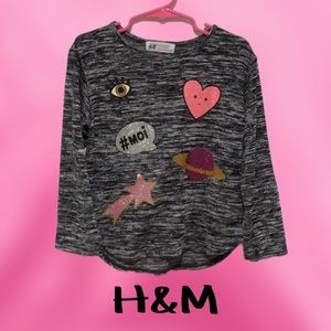 H & M  Sweater, Call-Outs, Black‎ and White, Size 4 - 6Y